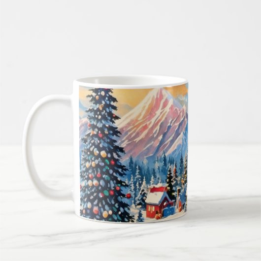 vintage kerstlandschap mok  (Links)