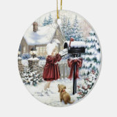 Vintage kerstlevering keramisch ornament (Links)