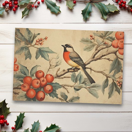Vintage Kerstlied vogel Tissuepapier