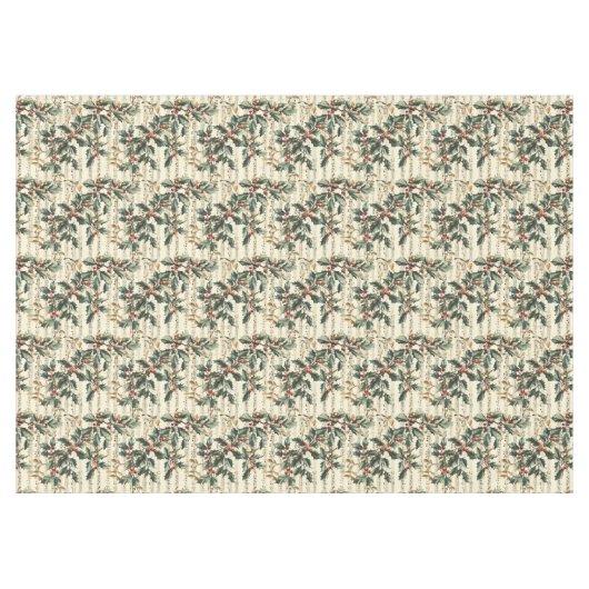 Vintage kerstliederen & holly berry tafelkleed (Voorkant (Horizontaal))