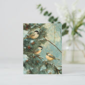 Vintage Kerstliederen Pine Tree Briefkaart (Staand voorkant)