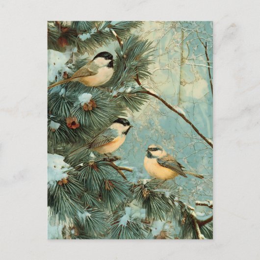 Vintage Kerstliederen Pine Tree Briefkaart (Voorkant)
