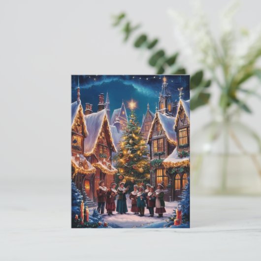 Vintage kerstliedjes feestdagenkaart (Staand voorkant)