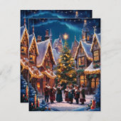 Vintage kerstliedjes feestdagenkaart (Voorkant / Achterkant)