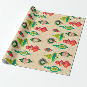 Vintage kerstlinnen-pakpapier cadeaupapier
