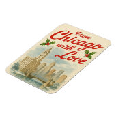 Vintage kerstmagneet – uit Chicago met liefde Magneet (Linkerzijde)