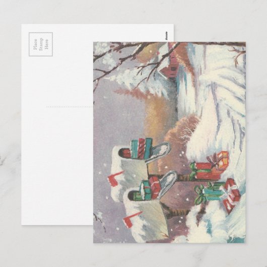 Vintage Kerstmail Feestdagenkaart (Voorkant / Achterkant)
