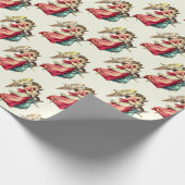 Vintage kerstman Angel Children Holiday Ivory Cadeaupapier (Hoek)