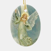 Vintage kerstman Angel Fine Art Keramisch Ornament (Achterkant)