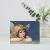Vintage kerstman Angel Girl Feestdagenkaart (Staand voorkant)