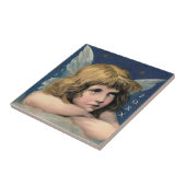 Vintage kerstman Angel White Wings Indigo Tegeltje (Zijkant)