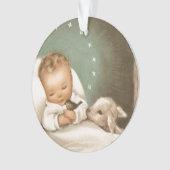 Vintage kerstman Baby Jesus met Lamb Ornament (voorkant)