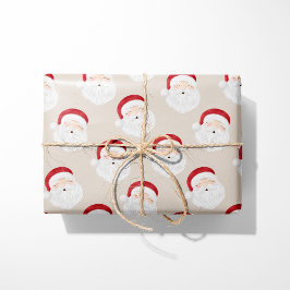 Vintage Kerstman Beige Cadeaupapier