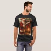 Vintage Kerstman bij de Haard Kerst T-Shirt – (Voorkant volledig)