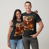 Vintage Kerstman bij de Haard Kerst T-Shirt – (Unisex)