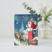 Vintage Kerstman bij Kerstmis Feestdagenkaart (Staand voorkant)