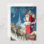Vintage Kerstman bij Kerstmis Feestdagenkaart (Voorkant / Achterkant)