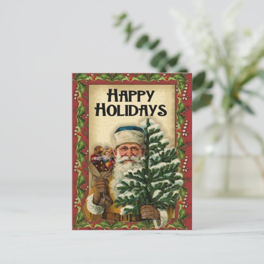 Vintage Kerstman: Briefkaarten (Staand voorkant)