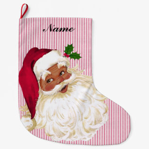 Vintage Kerstman Cranberry & Witte Streep Groot Grote Kerstsok