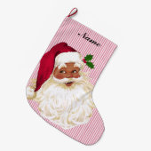 Vintage Kerstman Cranberry & Witte Streep Groot Grote Kerstsok (Voorkant (Hangend))