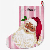 Vintage Kerstman Cranberry & Witte Streep Groot Grote Kerstsok (Achterkant)