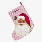 Vintage Kerstman Cranberry & Witte Streep Groot Grote Kerstsok (Achterkant (Hangend))