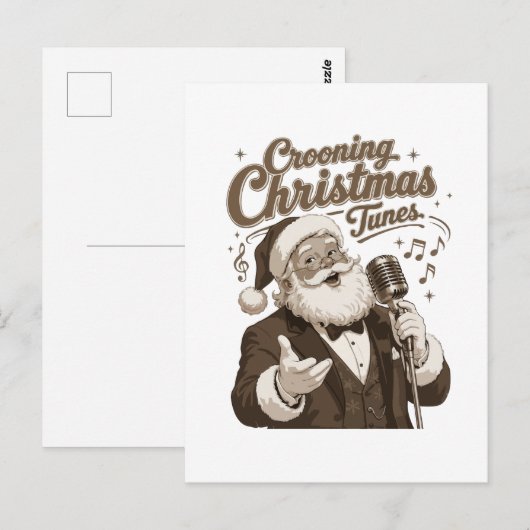 Vintage Kerstman Crooner Kerst Sweatshirt Briefkaart (Voorkant / Achterkant)