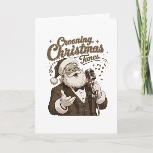 Vintage Kerstman Crooner Kersttrui Kaart (Voorkant)