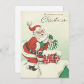 Vintage Kerstman Dropping In Feestdagenkaart (Voorkant / Achterkant)