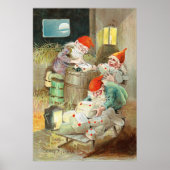 Vintage Kerstman Elf Gnoom geschenken Poster (Voorkant)
