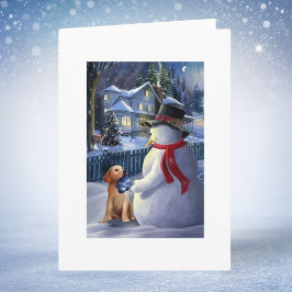 Vintage kerstman en hond feestdagen kaart