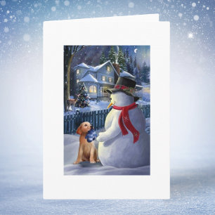 Vintage kerstman en hond feestdagen kaart