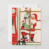 Vintage Kerstman en hond Feestdagenkaart (Voorkant)