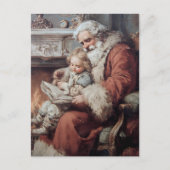 Vintage Kerstman en Kind Briefkaart (Voorkant)