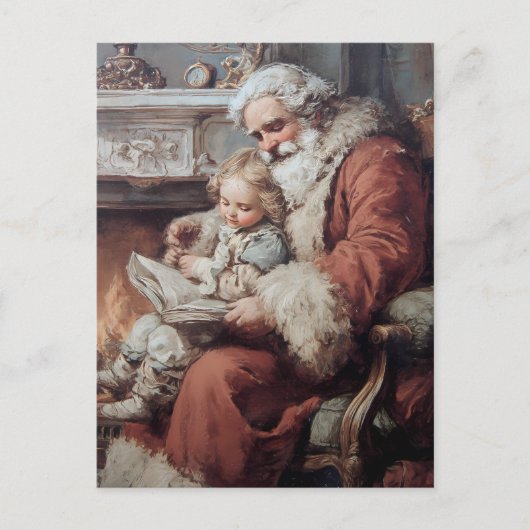 Vintage Kerstman en Kind Briefkaart (Voorkant)