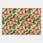 Vintage Kerstman en linten Inpakpapier Vel (Voorkant 2)