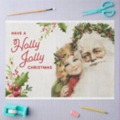 Vintage kerstman en loskoppeling van meisjes tissuepapier (Craft)