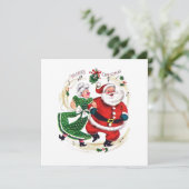 Vintage-kerstman en mevrouw Claus Danssing Feestdagenkaart (Staand voorkant)