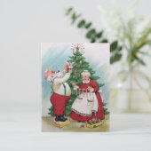 Vintage-kerstman en mevrouw Claus Feestdagenkaart (Staand voorkant)