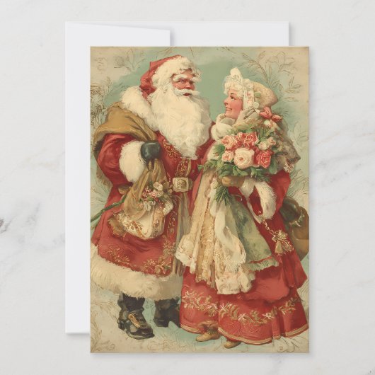 Vintage Kerstman en mevrouw Claus Feestdagenkaart (Voorkant)