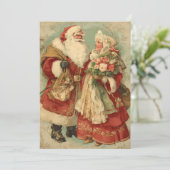 Vintage Kerstman en mevrouw Claus Feestdagenkaart (Staand voorkant)