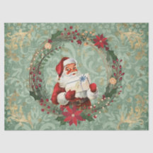 Vintage kerstman en Wreath Decoupage