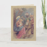 Vintage Kerstman Epiphany Drie Kings Feestdagen Kaart<br><div class="desc">Mooie oude foto van de Verbijsterde Moeder en de Baby Jezus die met de cadeaus van de Drie Koningen worden gepresenteerd.</div>