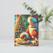 Vintage Kerstman eten koekjes Briefkaart (Staand voorkant)
