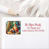 Vintage Kerstman eten koekjes Etiket (Insitu)