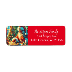 Vintage Kerstman eten koekjes Etiket