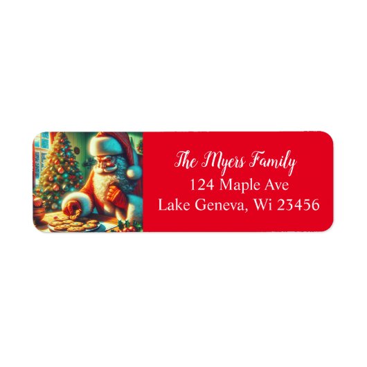 Vintage Kerstman eten koekjes Etiket (Voorkant)