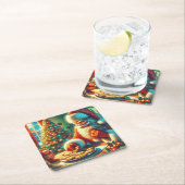 Vintage Kerstman eten koekjes Kartonnen Onderzetters (Insitu)