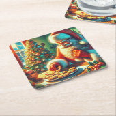 Vintage Kerstman eten koekjes Kartonnen Onderzetters (Schuin)