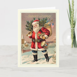Vintage Kerstman Feestdagen Kaart